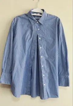 美品⭐︎UNIQLO 綿100%ストライプシャツMサイズ