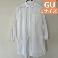 シャツワンピース GU ジーユー 長袖 オフホワイト 無地 ゆったり L 状態◎
