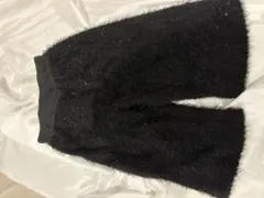 黒 ファー素材 ラメ入りパンツ