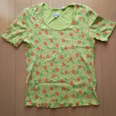 ESPRIT緑色の花柄 半袖Tシャツのサムネイル