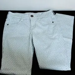 М　ホワイト×ライトグレー　チェック柄　デニム