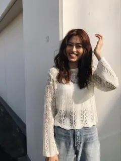 MOUSSY クロシェニットトップス マウジー 匿名配送