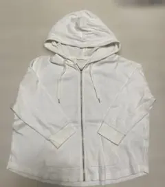 GU フード付き パーカー フルジップ　ホワイト　L