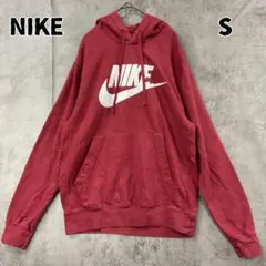 ナイキ パーカー フーディー 赤 プルオーバー S ロゴ プリント【9206】