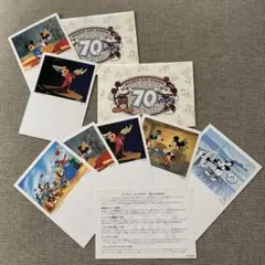 ミッキーマウス70周年記念ハガキ 未使用品と使用残り2枚