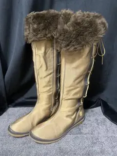 Timberland ゴールド ロングブーツ レインブーツ ファー付き24.0のサムネイル