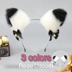 キツネカチューシャ ウルフ 猫耳 白黒 ケモ耳 コスプレ イベント 撮影 可愛い