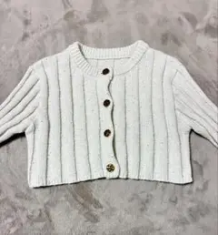GRL アイボリー リブ編み クロップドカーディガン an1426