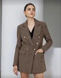 ブラウン系チェック テーラードジャケットAveloria Modichic