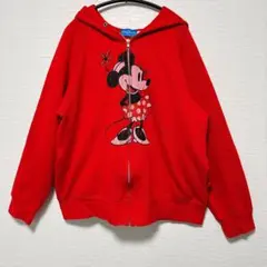 赤ジップパーカー