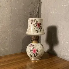 昭和 레트로 陶器オイルランプ 薔薇 金彩 卓上ランプ アンティーク 骨董品 진품