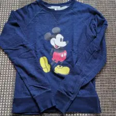 ミッキーマウス プリント トレーナー ネイビー