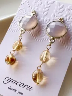 天然石　ファントムシトリン、ピンクヤルセドリーチャーム cyacoru