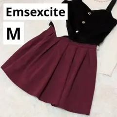 バーガンディ フレアスカート プリーツ Emsexcite レトロガール 赤