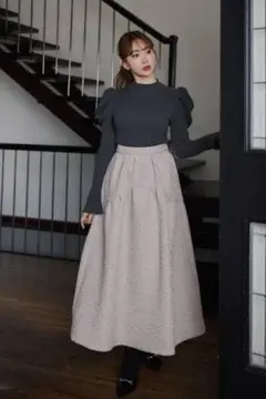 Herlipto￤Dot Jacquard Flared Skirt ブラックS - メルカリ