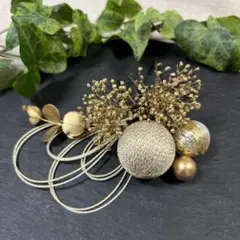 ドライフラワー髪飾り　結婚式成人式卒業式七五三髪飾り　かすみ草&和玉2種&水引き