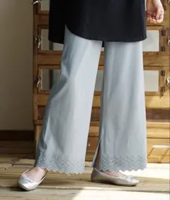 ペチパンツ レイヤードパンツ レディース フリーサイズ　サックス