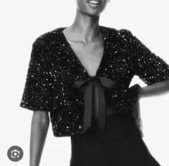 H&M ブラック スパンコール カーディガン　Sサイズ