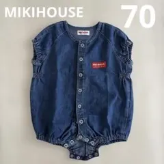 MIKIHOUSE ミキハウス　レトロ　デニムロンパース　半袖70