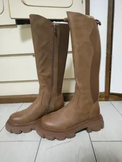 ブラウン ロングブーツ 厚底ソール 24cm