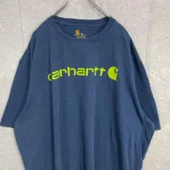 カーハート　ビックロゴプリント　ネイビー　オーバーサイズTシャツ3XL