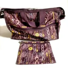 激レア レスポートサック 大容量 ボストン バッグ 2way 鎖 チェーン 総柄