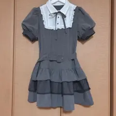 pium リボンタイ付きプリーツミニワンピース ギンガム ぴうむ - メルカリ
