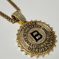 HIPHOP　BIGロゴネックレス　BLACK WALL STREET　ゴールド