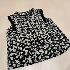 4344 ルルウィルビー ノースリーブ ブラウス 花柄 総柄 フロントボタン 