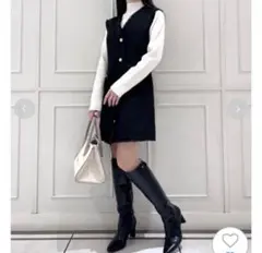 SNIDEL ツイードジレミニワンピース ブラック