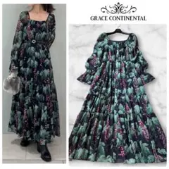 極美品☆グレースコンチネンタル オリエンタルプリントワンピース 
