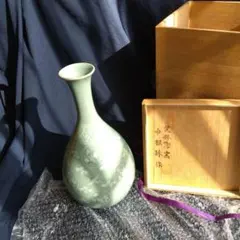 美品　鳥模様　花瓶　作家物