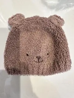クマの顔デザイン ベビー帽子 40〜48cm