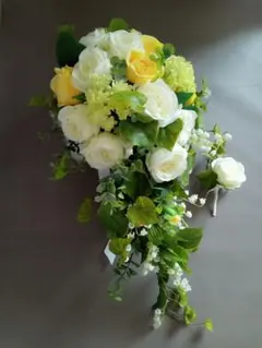 新品　ウエディングブーケ＆ブートニア　バラ　スズラン