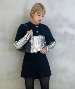 MOUSSY FOIL PRINT CABLE カーディガン