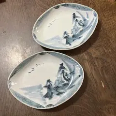 超希少　100年以上の歴史ある骨董品　伝統的な日本の絵柄の菱形皿 超希少 100年以上の歴史ある骨董品 伝統的な日本の絵柄の菱形皿