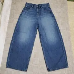 バギーカーブジーンズ／丈短め　25インチ　67ブルー