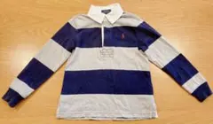 POLO ロンT キッズ　110センチ　襟付き　ボーダー　ネイビー　グレー