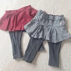 スカート付きレギンス 赤とチェック柄 95cmまで対応