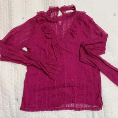 SLY フリルデザイン 長袖ブラウス FREEサイズ