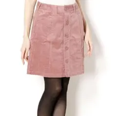 earth music&ecology コーデュロイ スカート 前ボタン ピンクのサムネイル