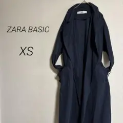 2347 リボン付き　トレンチコートガウンコート　ネイビーXS【ザラベーシック】