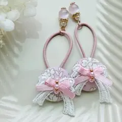 398✾︎ ハンドメイド　ヘアゴム2個セット　22㎜くるみボタン　リバティのサムネイル