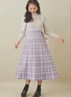 最終値下げ♡31sons de mode⭐︎ラベンダー チェック柄 フレアスカート