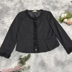 Corbeau コルボー フリル ノーカラージャケット ブラック L セレモニー