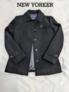 NEW YORKER ブラック ウールピーコート 9AR