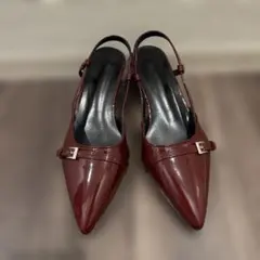 美品　シーイン　赤　ヒール　パンプス