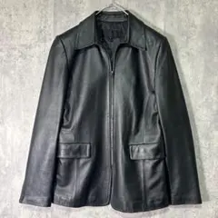 高級 ラムレザー 羊革 ジャケット ジップアップ 黒 本革