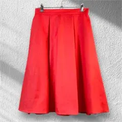 INDIVI フレアスカートタック 通勤 M 赤レッド　上品春夏コーデ R295のサムネイル