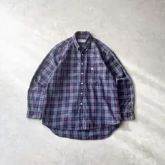 90s old Burberrys ノバチェック柄 長袖シャツ L ネイビー